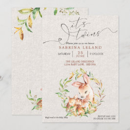 Invitación Los gemelos de ciervos de Baby Shower se desvanece