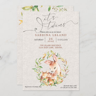 Invitación Los gemelos de ciervos de Baby Shower se desvanece