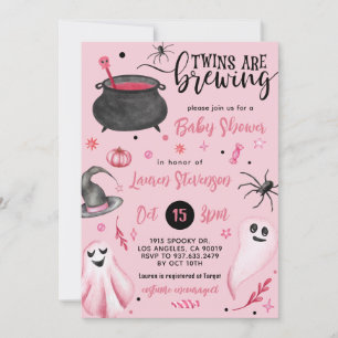 Invitación Los gemelos están preparando Baby Shower de Hallow