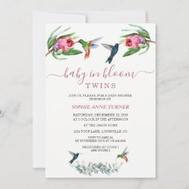 Invitación Los gemelos Hummingbirds Protea Baby en Bloom