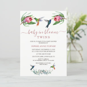 Invitación Los gemelos Hummingbirds Protea Baby en Bloom