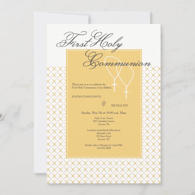 Invitación Los gemelos son la primera comunión sagrada (Anverso)
