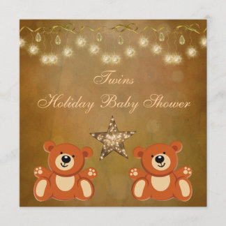 Invitación Los gemelos Teddy llevan Navidades neutrales Baby