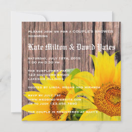 Invitación Los girasoles aman la ducha de una pareja rústica