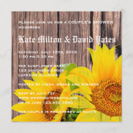 Invitación Los girasoles aman la ducha de una pareja rústica