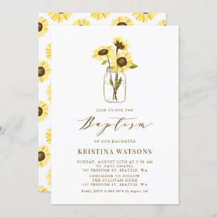 Invitación Los girasoles amarillos en el bautismo de verano d