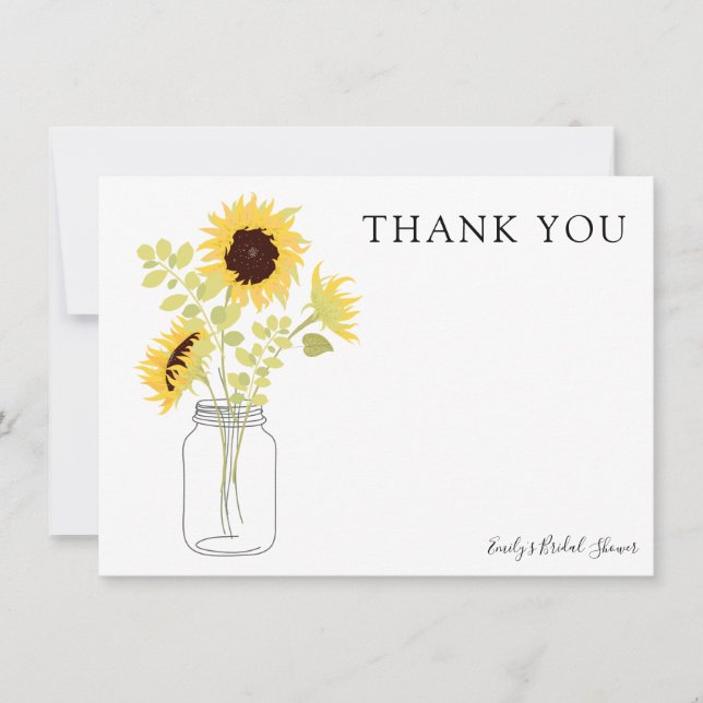 Invitación Los girasoles en Mason Jar Gracias (Anverso)