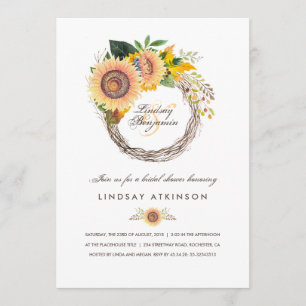 Invitación Los girasoles enrruellan la ducha nupcial de la