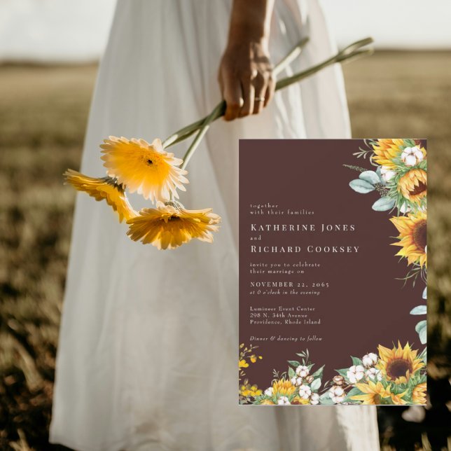 Invitación Los girasoles modernos caen marrones sin padres Bo (Subido por el creador)
