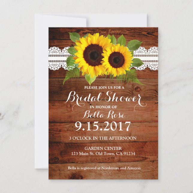 Invitación Los girasoles rusos invitan a la ducha de novia de (Anverso)