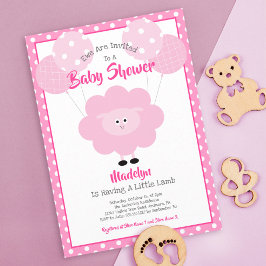Invitación Los globos de Baby Shower con letras de cordero ro