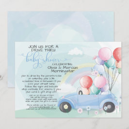 Invitación Los globos de los autos azules circulan por Baby S