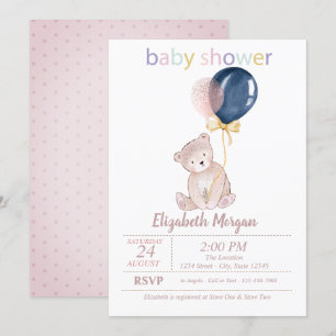 Invitación Los globos de Oso de Teddy con puntos de Baby Show