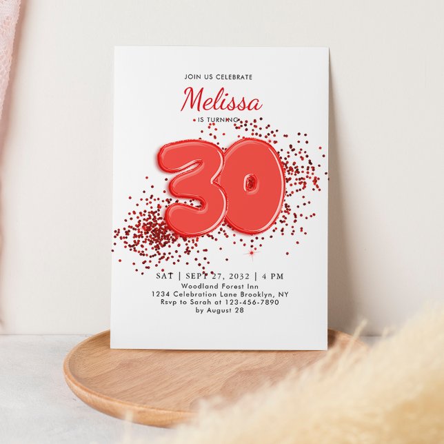 Invitación Los globos rojos 30 Confetti Cumpleaños de adultos (Subido por el creador)