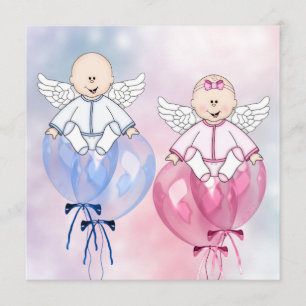 Invitación Los globos rosa y azul de los ángeles revelan