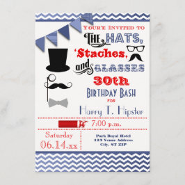 Invitación Los gorras, los bigotes, y cumpleaños de los