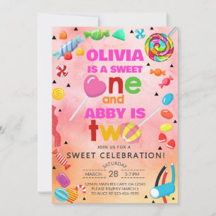 Invitación Los hermanos dulces dulce uno dulce dos chicas inv