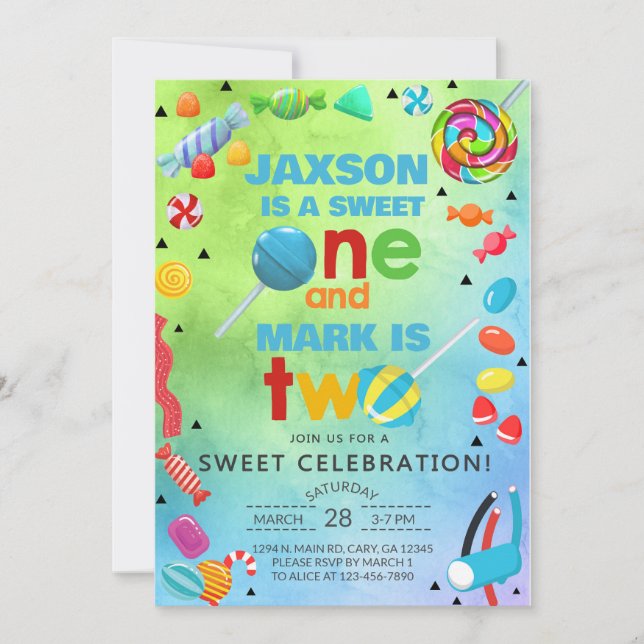 Invitación Los hermanos dulces dulce uno dulce dos chicos inv (Anverso)