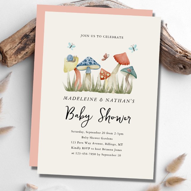 Invitación Los hongos de Woodland acuarela Baby Shower de la  (Subido por el creador)