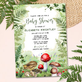 Invitación Los hongos del bosque ferran al Baby Shower de la 