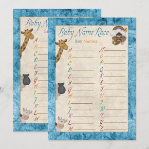 Invitación Los juegos de Baby Shower de Blue Noah con el nomb