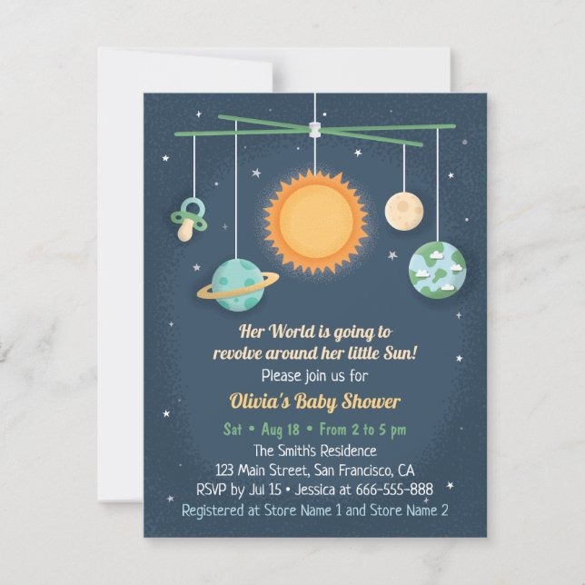 Invitación Los juguetes del pesebre del espacio giran (Anverso)