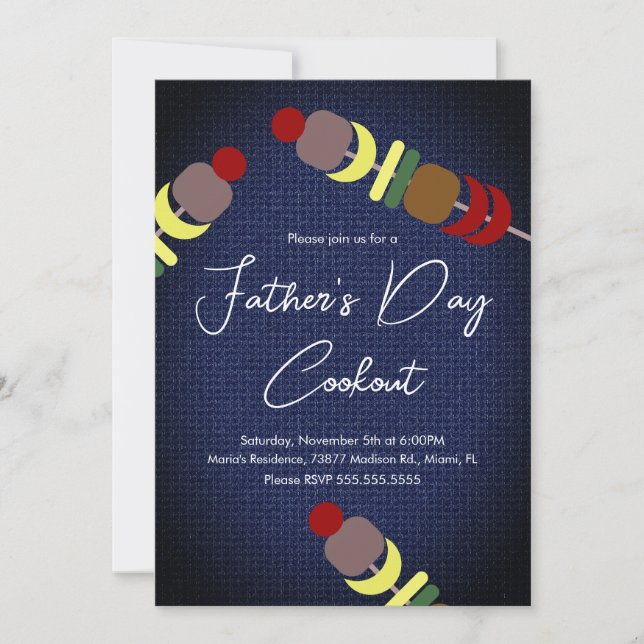 Invitación Los Kabobs de la Cocina del Día del Padre Denim (Anverso)