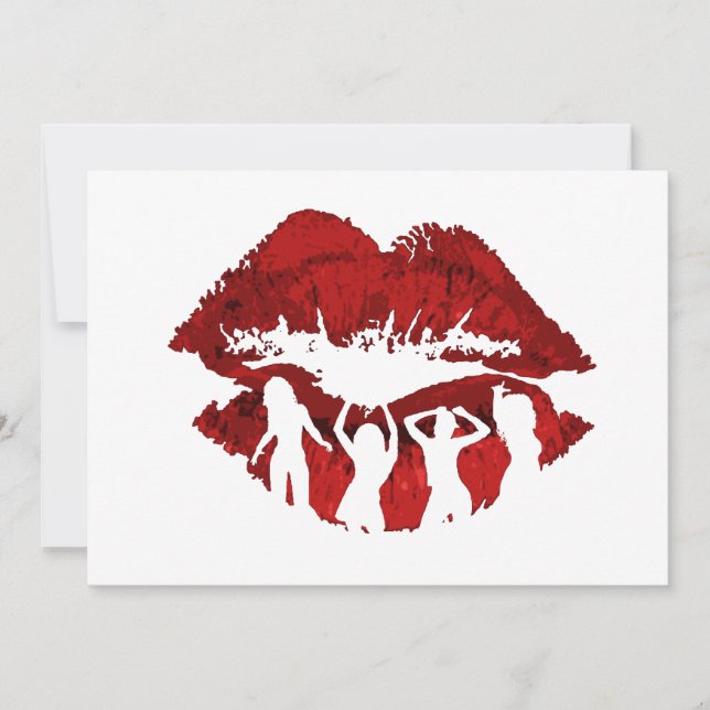 Invitación Los labios bailarines del fiesta de cócteles (Anverso)