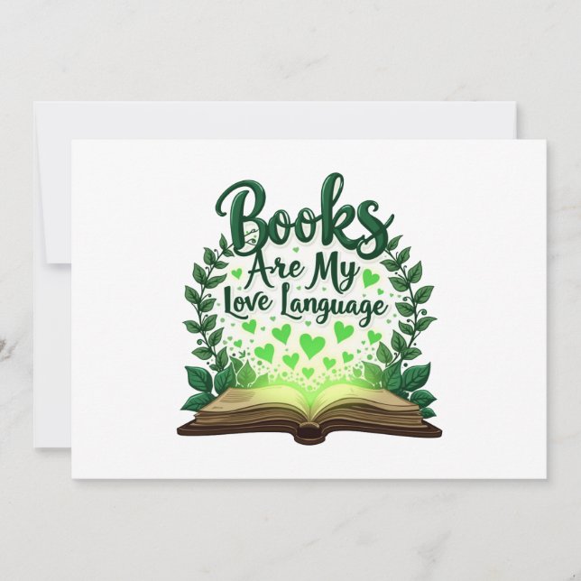 Invitación Los libros son mi lenguaje de amor leyendo bibliot (Anverso)