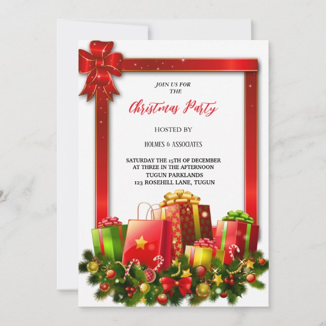 Invitación los más elegantes navidades verdes, dorados y de r (Anverso)
