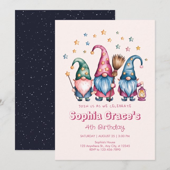 Invitación Los mejores amigos para siempre gnomes (Anverso / Reverso)