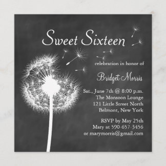 Invitación ¡Los mejores deseos! sobre Chalkboard Sweet 16 Inv