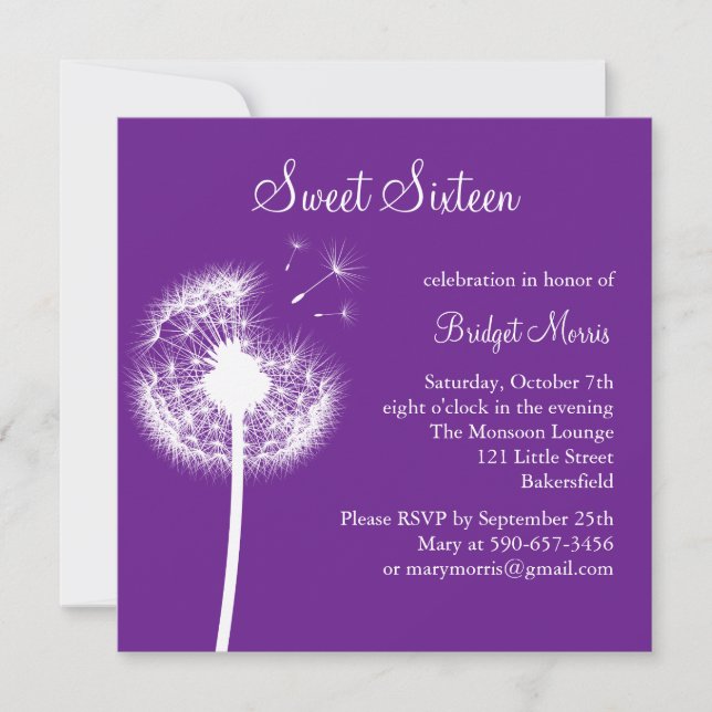 Invitación ¡Los mejores deseos! (violeta) (Anverso)