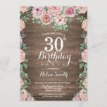 Invitación Los melómanos rusticos rosados florales cumplen 30<br><div class="desc">Rustic Floral Pink Peonies invita a los 30 años a las mujeres. Flor floral acuarela. Elegantes flores rosas y peones. Cumpleaños de adultos. Fondo De Madera Rústica. Retro Vintage de campo. 13. 15. 16. 18. 20. 21. 30. 40. 50. 60. 70. 80. 90. 100. Cualquier edad. Para más personalización, haga...</div>