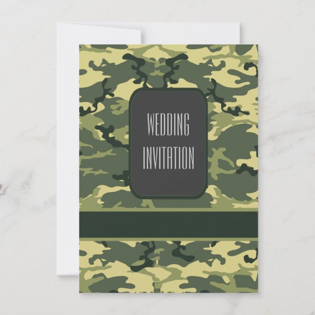 Invitación Los militares verdes camuflan el boda (Reverso)