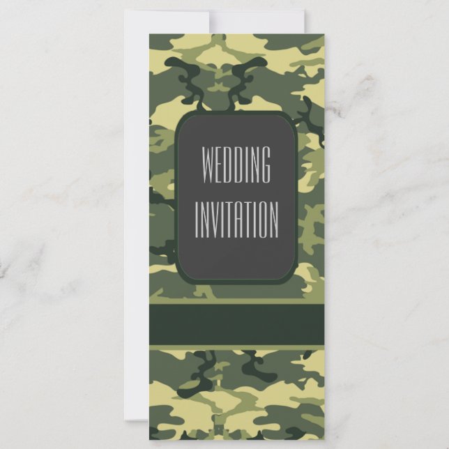 Invitación Los militares verdes camuflan el boda (Reverso)