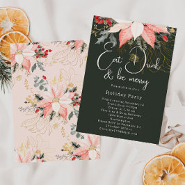 Invitación Los Navidades de Boho Floral comen una bebida y se