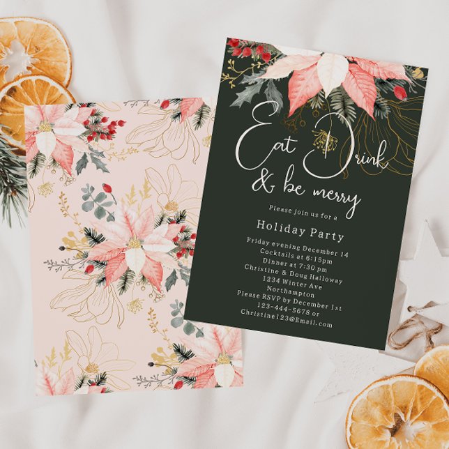 Invitación Los Navidades de Boho Floral comen una bebida y se (Subido por el creador)