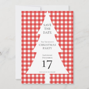 Invitación Los Navidades de los pinos Red Gingham Salven la f