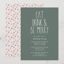 Invitación Los Navidades de Punto de Boho Polka Verde Comen B