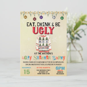 Invitación Los Navidades feos se sudan comiendo una bebida y 