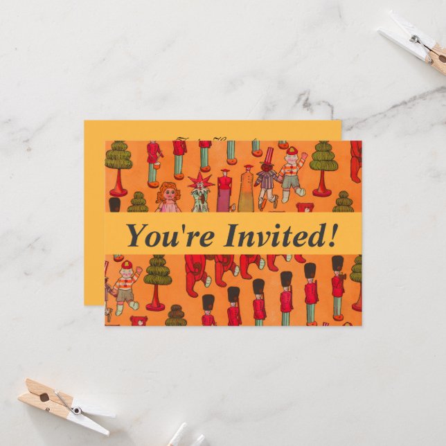 Invitación Los navidades juguetean a los niños vintage (Anverso/Reverso In Situ)