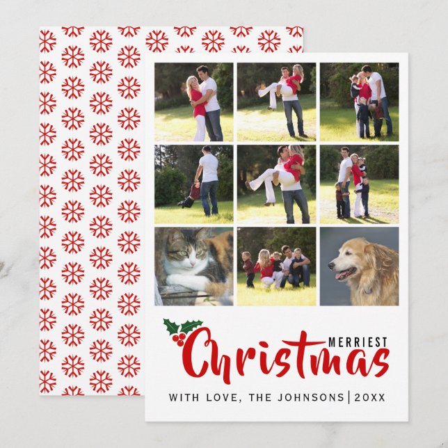 Invitación Los Navidades más bonitos compila con 9 fotos de l (Anverso / Reverso)