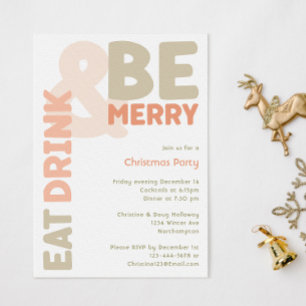 Invitación Los Navidades Modernos Audaces Comen Bebida Y Sean