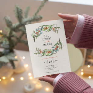 Invitación Los navidades tomaban una bebida y eran Fiestas de