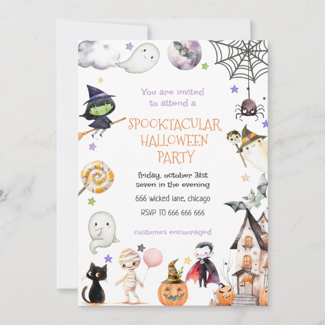 Invitación Los niños adorables hablaron de la fiesta de Hallo (Anverso)