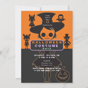 Invitación Los niños adoran el traje moderno vestido de Hallo