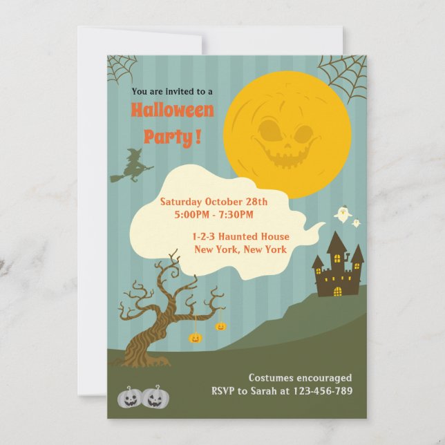 Invitación Los niños adoran la fiesta de Halloween de época (Anverso)