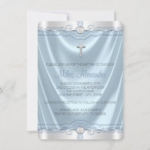Invitación Los niños bautizan con el bautismo azul y plateado