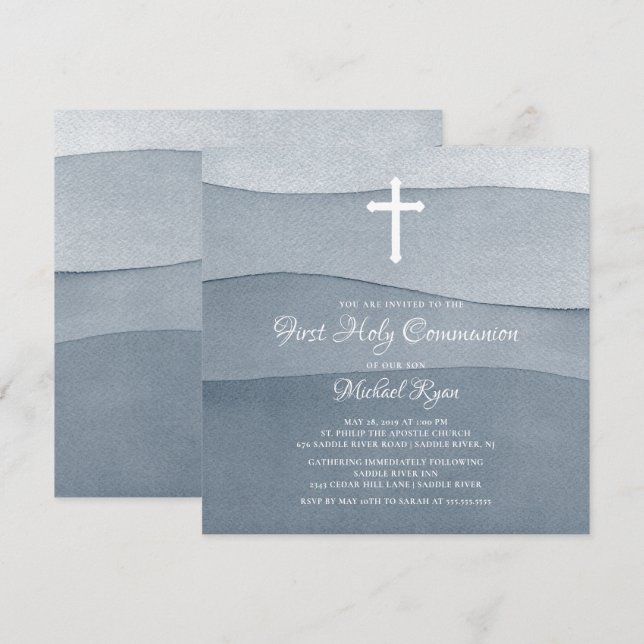 Invitación Los niños de las acuarelas grises son la primera c (Anverso / Reverso)